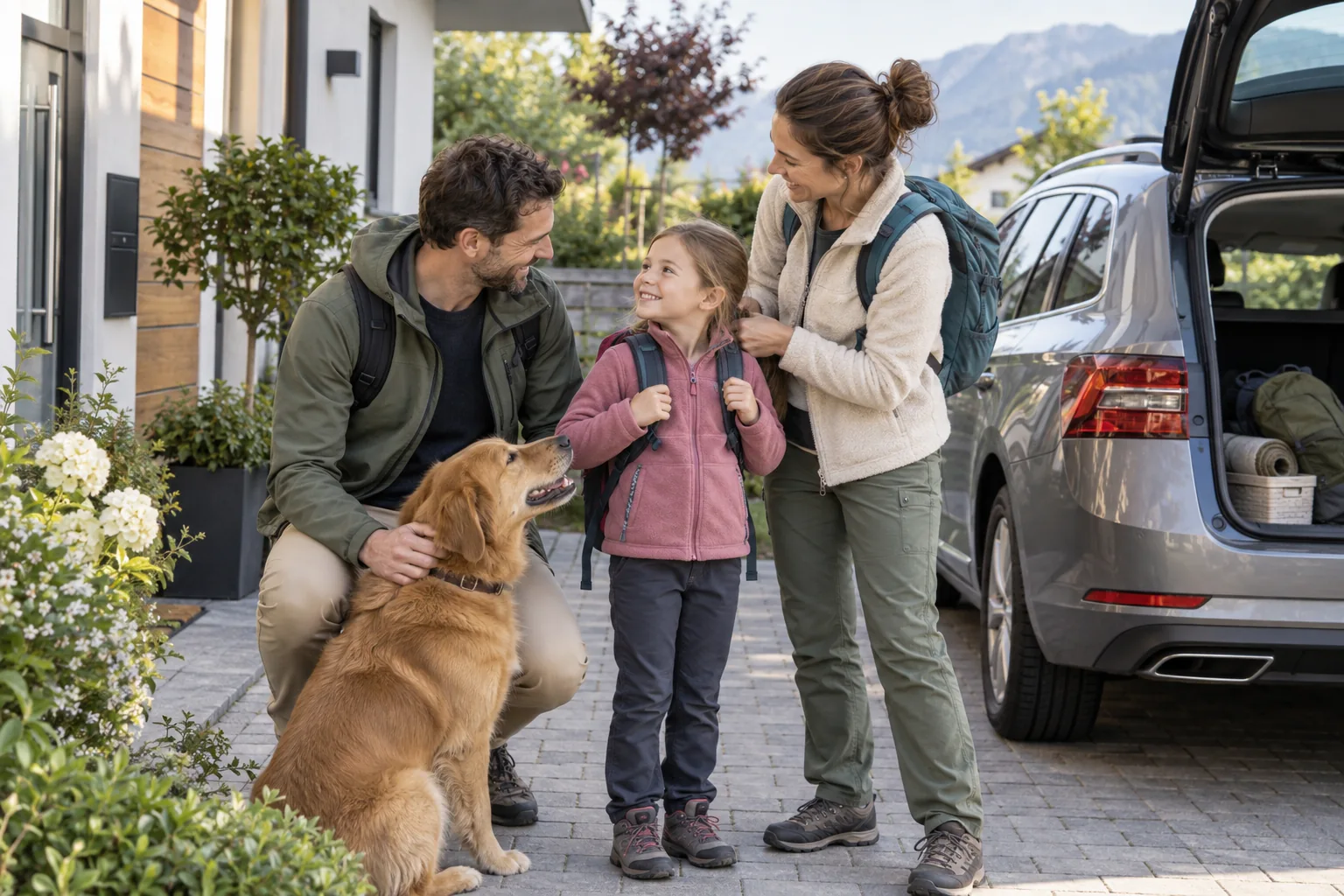 Familie in einer entspannten Alltagssituation.